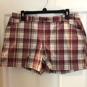 Red white plaid shorts